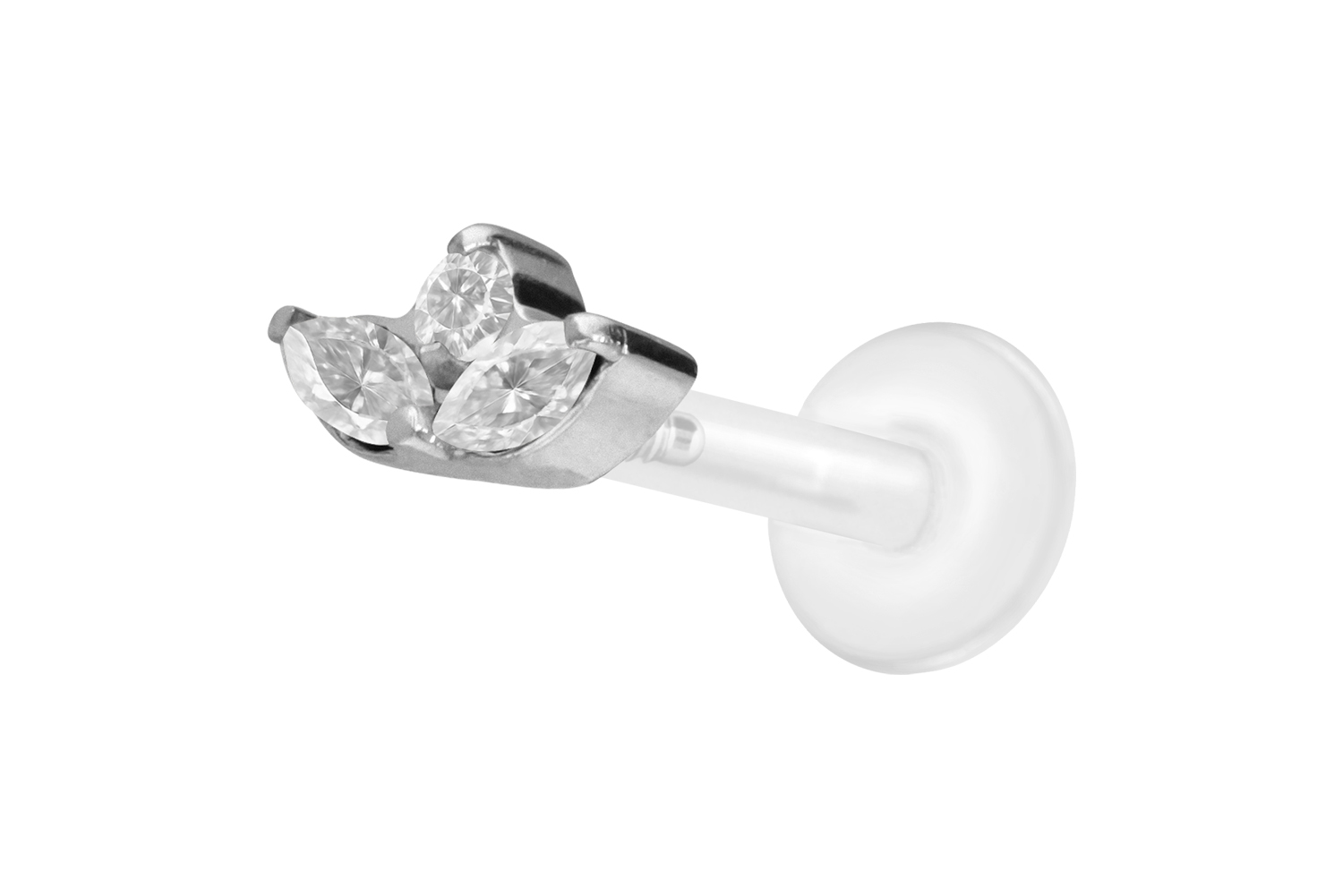 PTFE Labret Piercing mit Innengewinde + Titan-Aufsatz LOTUSBLÜTE